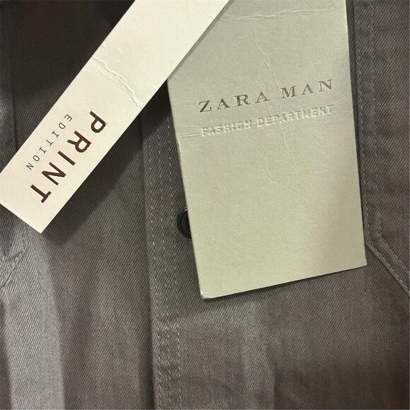 Zara Man Men's M Gray Long Sleeve Button-Up Shirt Stop Looking For Answers - Picture 9 of 16